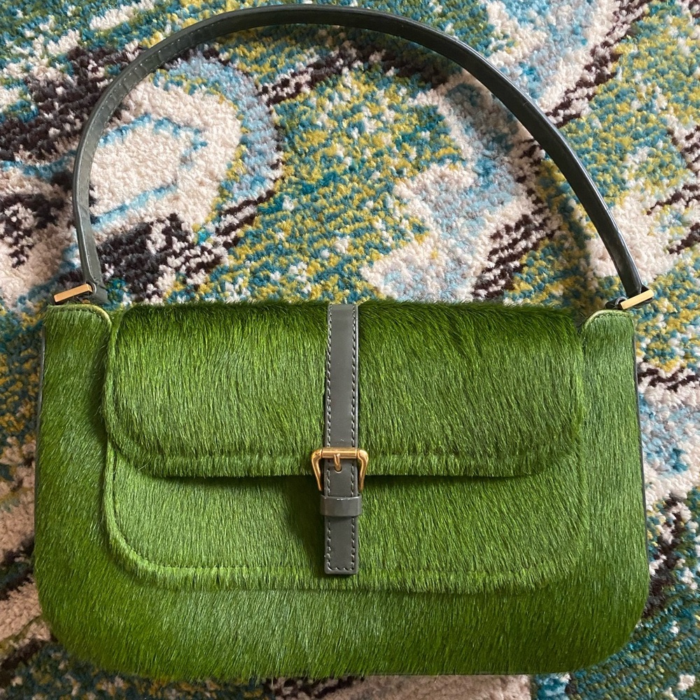 BY FAR Green Calf Hair handbag